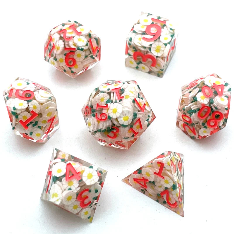 7PCS Sharp Resin Dices Set Multicolour Polyhedral Molds Multiplayers Digital Role Playing Board Table Game for Kids Adults