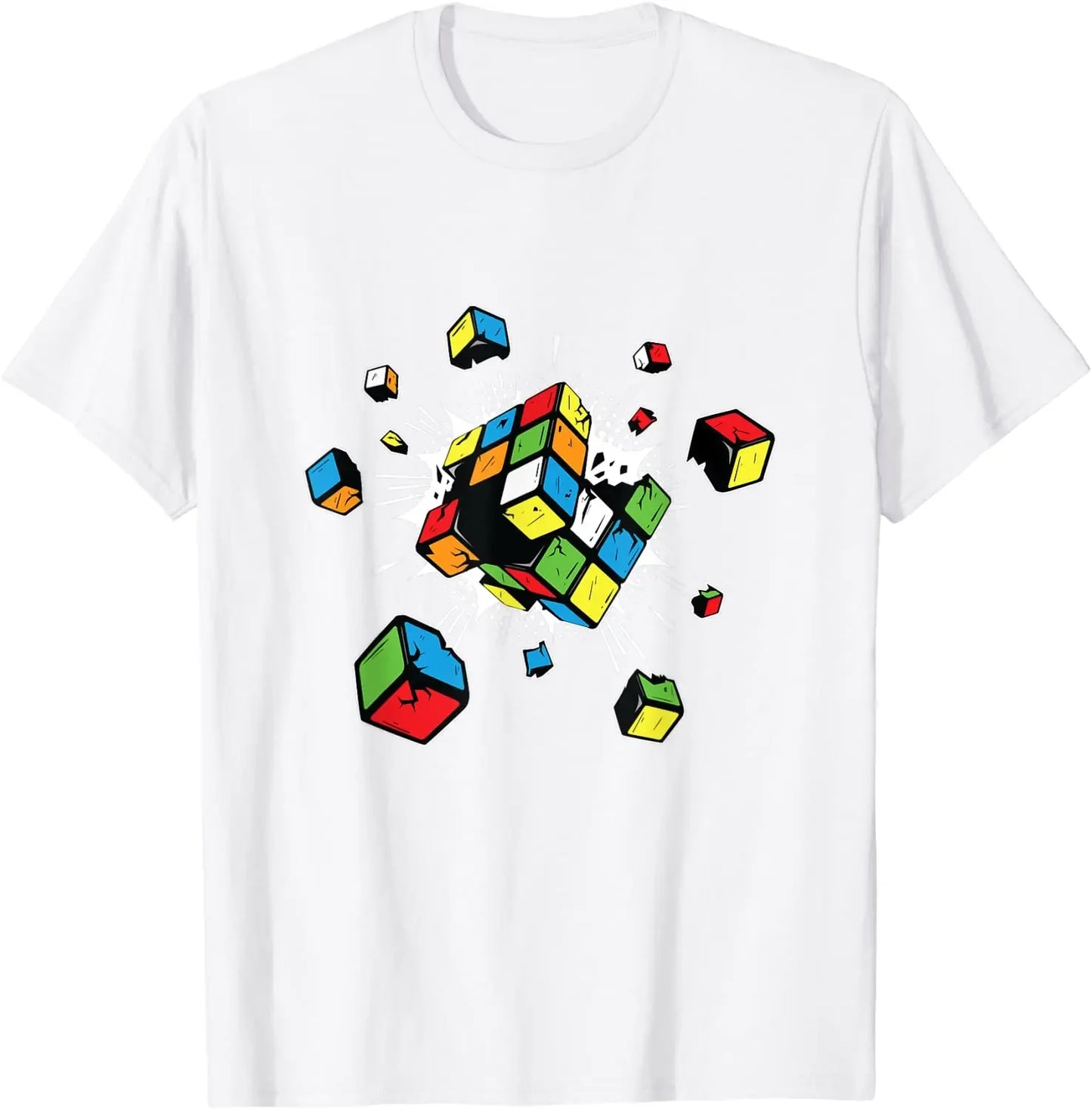 Unisex Casual Tops Summer Leisure Loose Tee Boy Girl Gift Exploding Rubix Rubiks Rubics Cube Present Gift for Kids TShirt