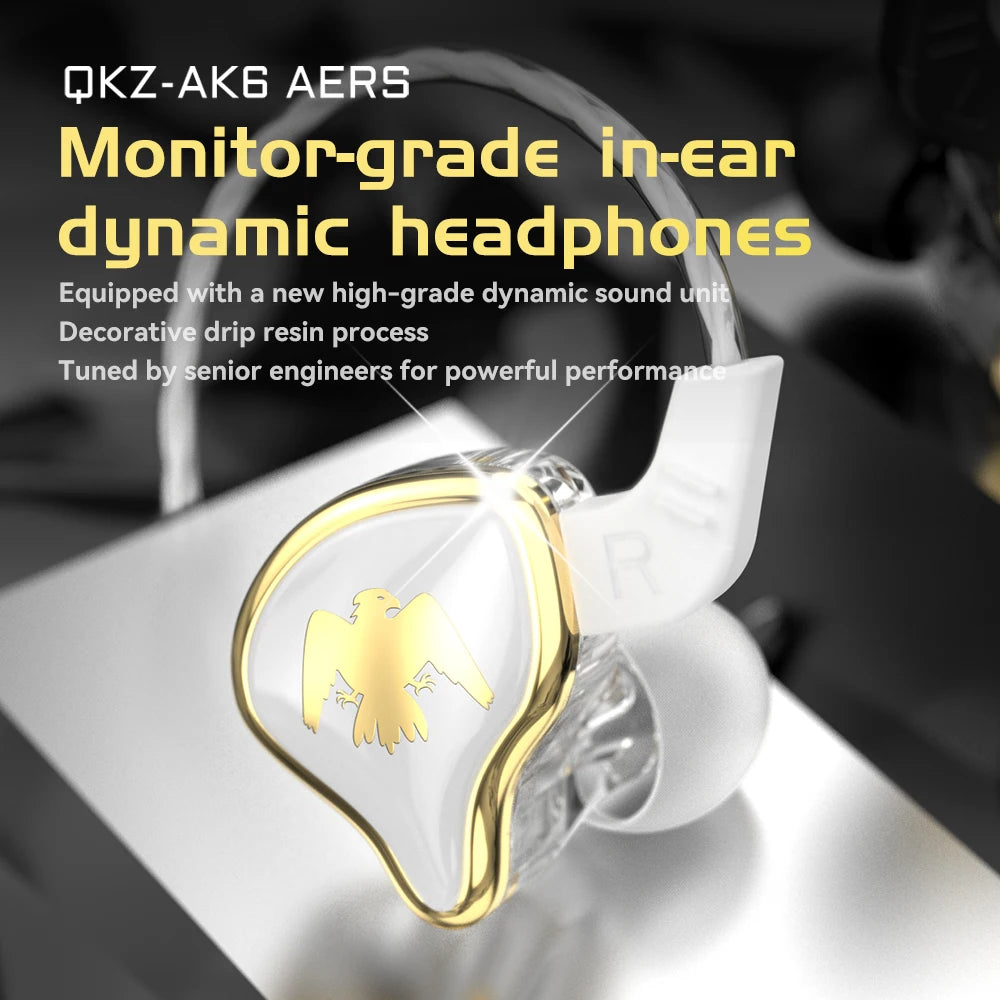 QKZ AK6 Ares EDX PRO 1DD Dynamic Earphones HIFI Music Sport Earbuds In Ear Earphones Sport Noise Cancelling Headset EDXPRO DQ6 Z