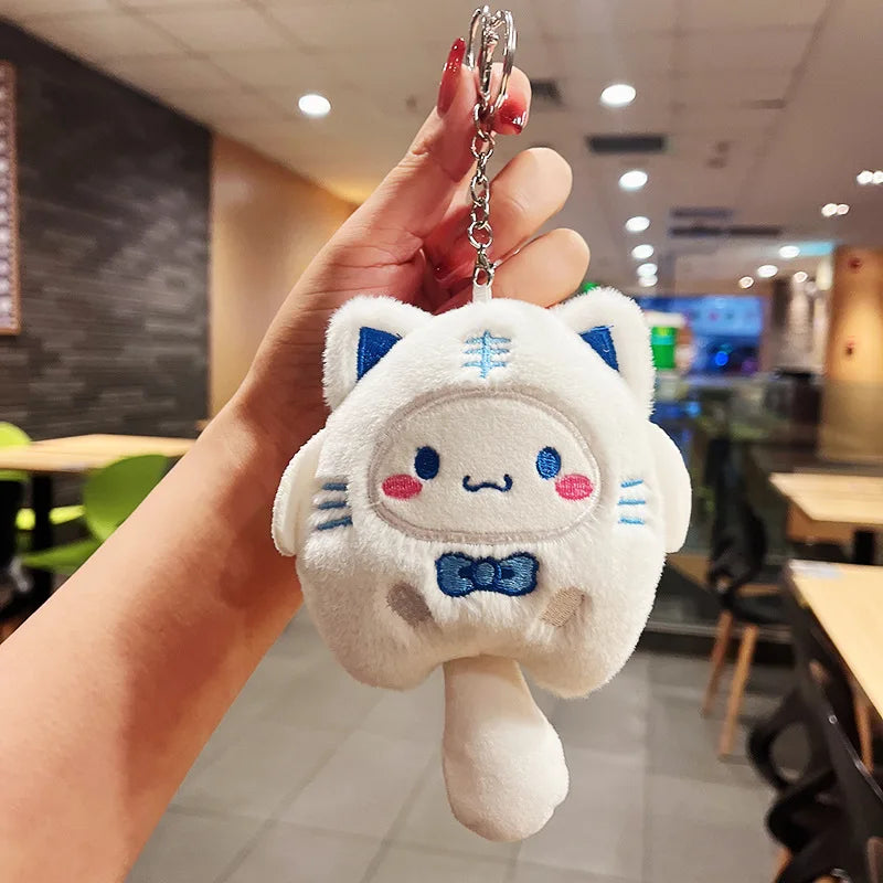 Sanrio Plush Doll Keychain Melody Cinnamoroll Pochacco Cute Key Ring Bag Pendant Gift Kids Toys Backpack Decoration Girl Gifts