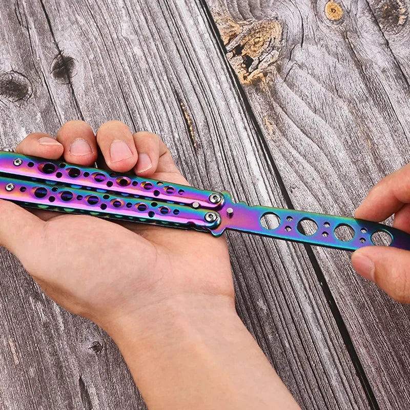 Portable Butterfly Training Knife Foldable Pocket Flail Knife Uncut Blade Butterfly Comb Training Tool