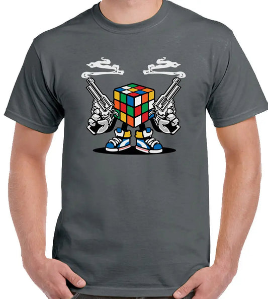 Rubix Cube Puzzle Game- Funny Cartoon Rubiks Killer T Shirt. New 100% Cotton Short Sleeve O-Neck T-shirt Casual Mens Top