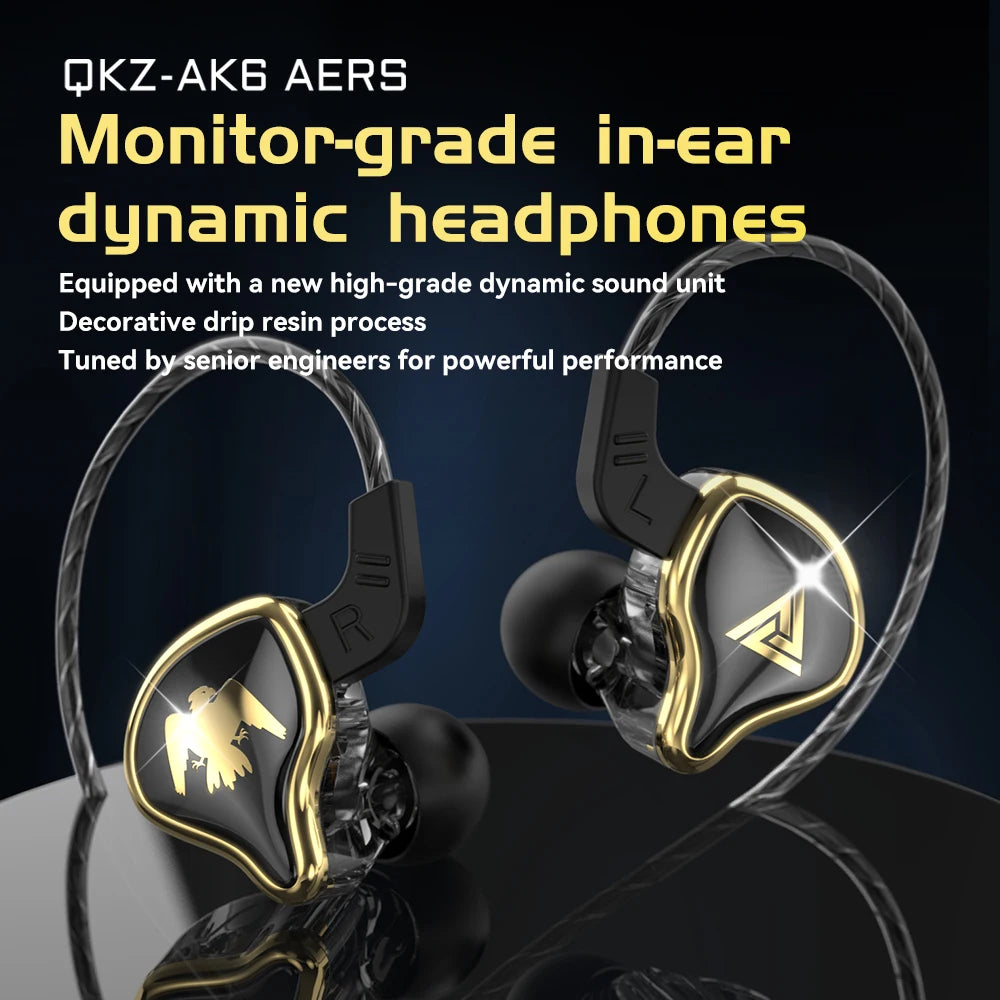 QKZ AK6 Ares EDX PRO 1DD Dynamic Earphones HIFI Music Sport Earbuds In Ear Earphones Sport Noise Cancelling Headset EDXPRO DQ6 Z