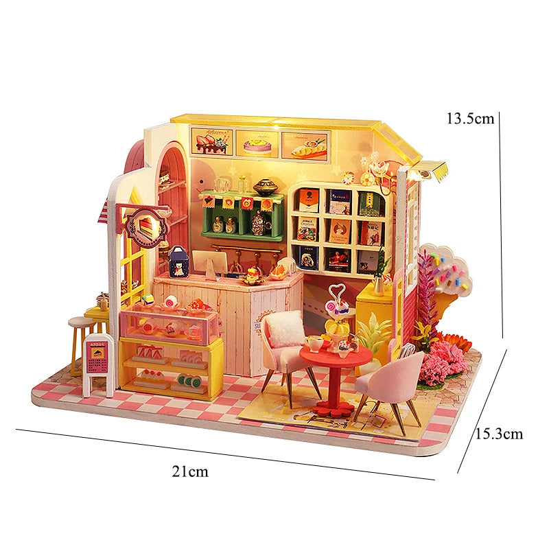 Wooden Miniature Doll House 3D Puzzle Assembly Building Model Kit Small Room Toys Home With Furniture Lighting Wooden Craft Gift