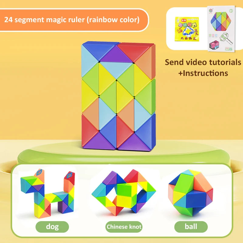 3D Puzzle Fidget Toys Transformable Cube Kid Education Toys Cubo Magico 24-72 Segments Magic Rule Snake Speed Cubes Toys for Kid