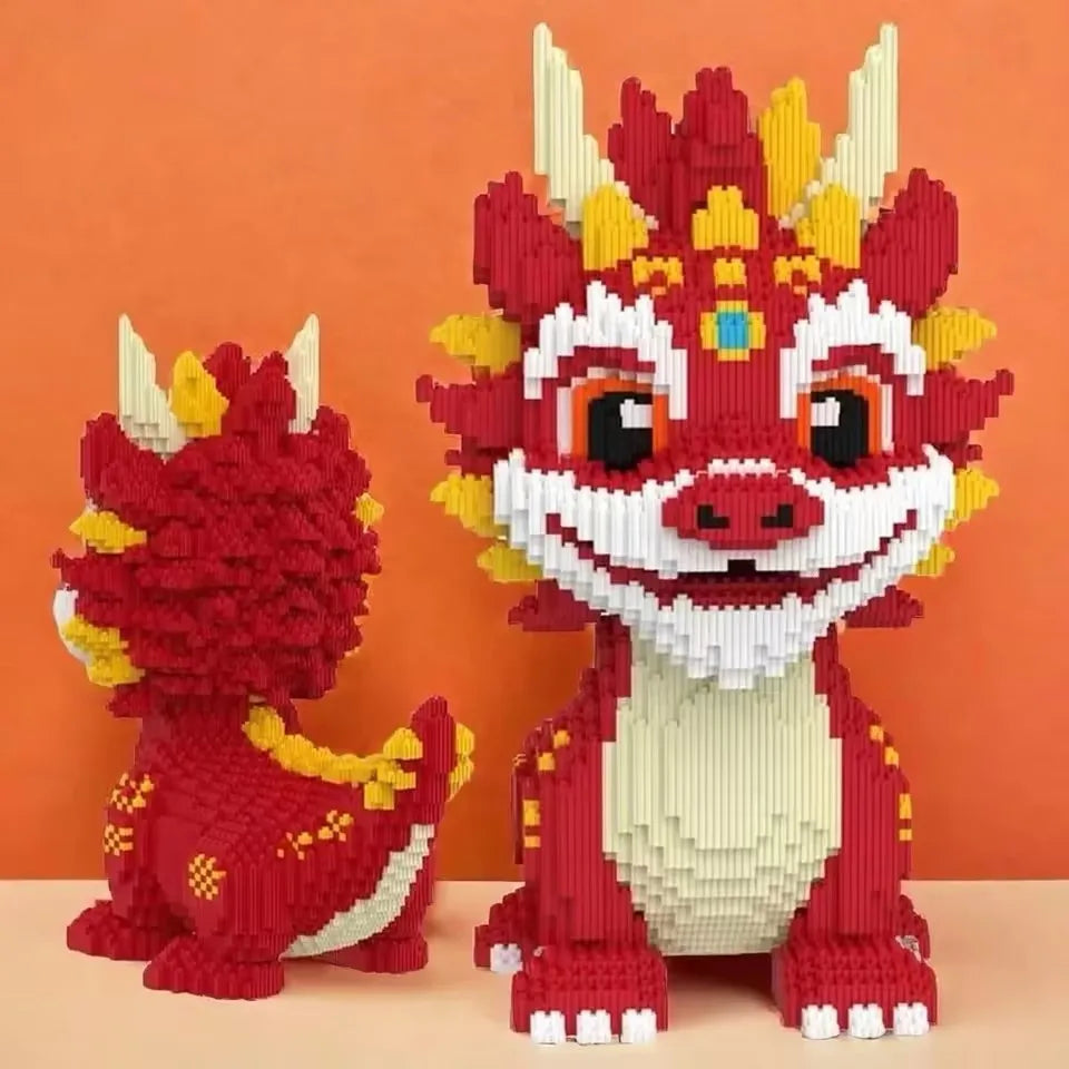 30CM New Dragon Building Blocks Assembly Toy DIY Small Particle Puzzle Ornaments 3D Desktop Decoration Boys Girls Birthday Gift