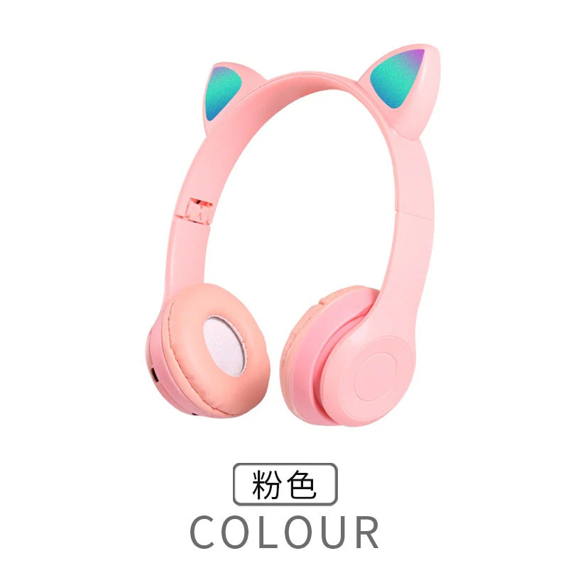 P47M Wireless Bluetooth Headset Gamer Cat LED Light Waterproof Noise Cancelling Earbuds Wireless Headphones Bluetooth Earphones