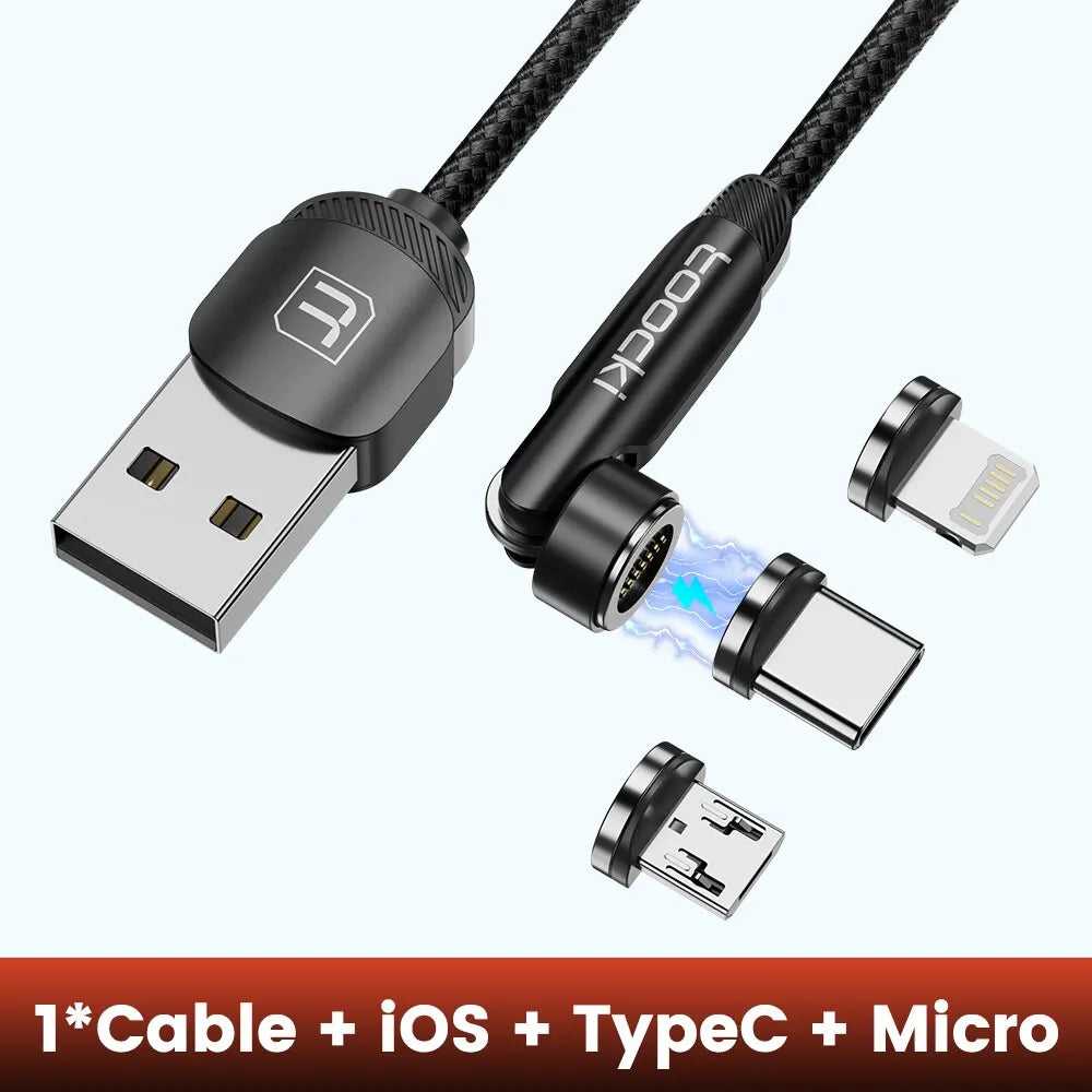 Toocki 540 Rotate Magnetic USB Type C Cable For iPhone 12 X Xiaomi Fast Charger Micro USB Type-C Magnet Charging Cable Data Wire