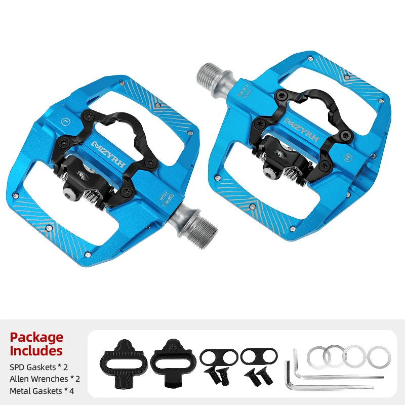 Self-locking Pedal  2 In 1 With Free Cleat For SPD System MTB Road Aluminum Anti-slip Sealed Bearing Bicycle Pedals