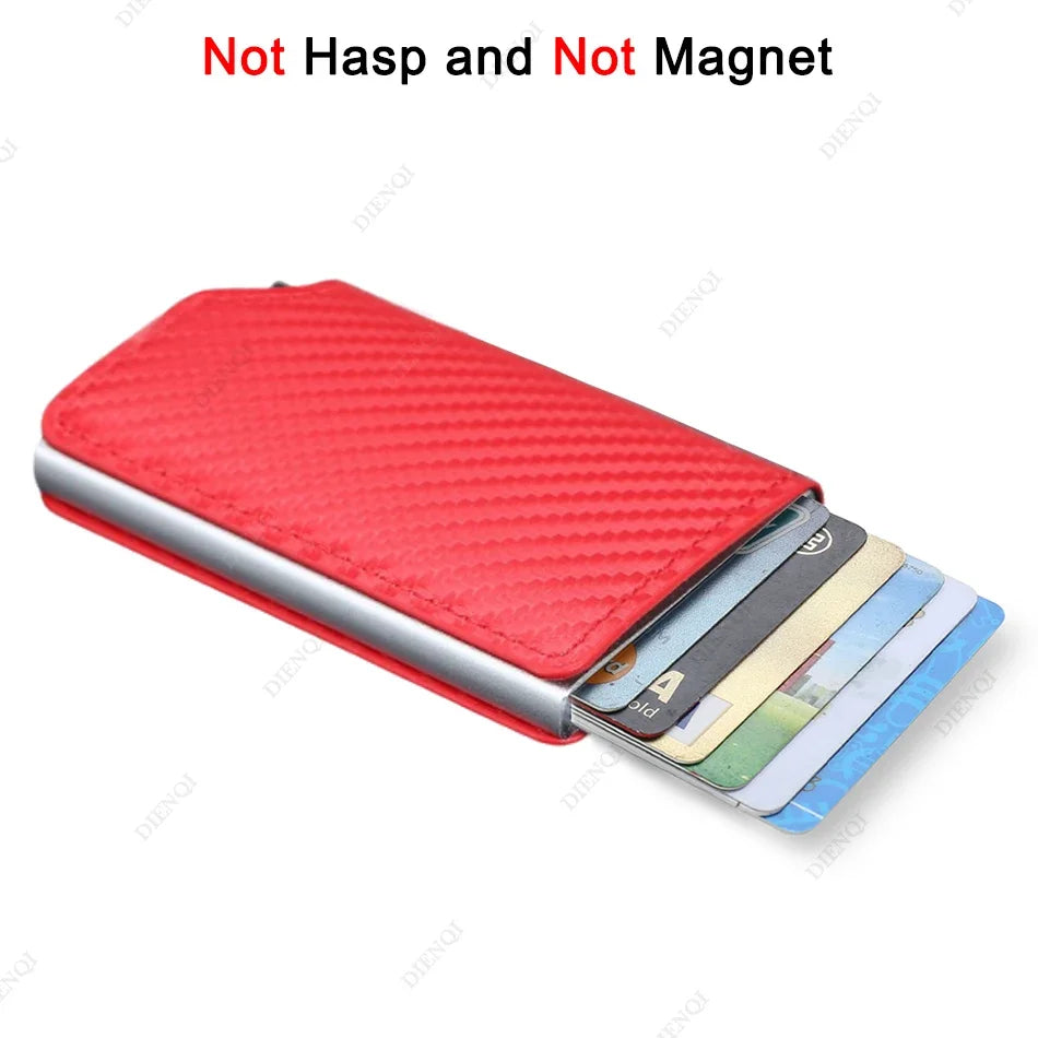 Rfid Aluminum Men Wallet Card Holders Purse Carbon Fiber Men Business Slim Thin Smart Wallet Credit Cardholder Case Note Holder