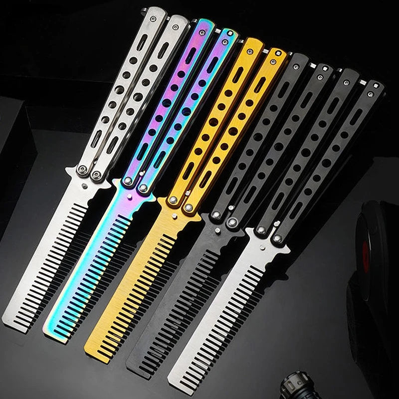 Portable Butterfly Training Knife Foldable CSGO Balisong Trainer Pocket Flail Knife Uncut Blade Butterfly Comb For Training Tool