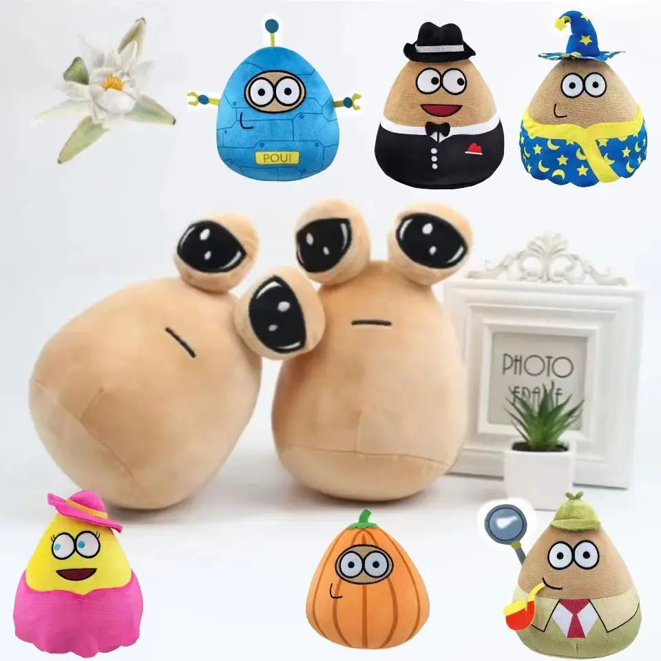 22cm 1/7pcs New hot  style Hot Game My Pet Alien Pou Plush Toy Furdiburb Emotion Alien Plushie Stuffed Animal Pou Doll ﻿