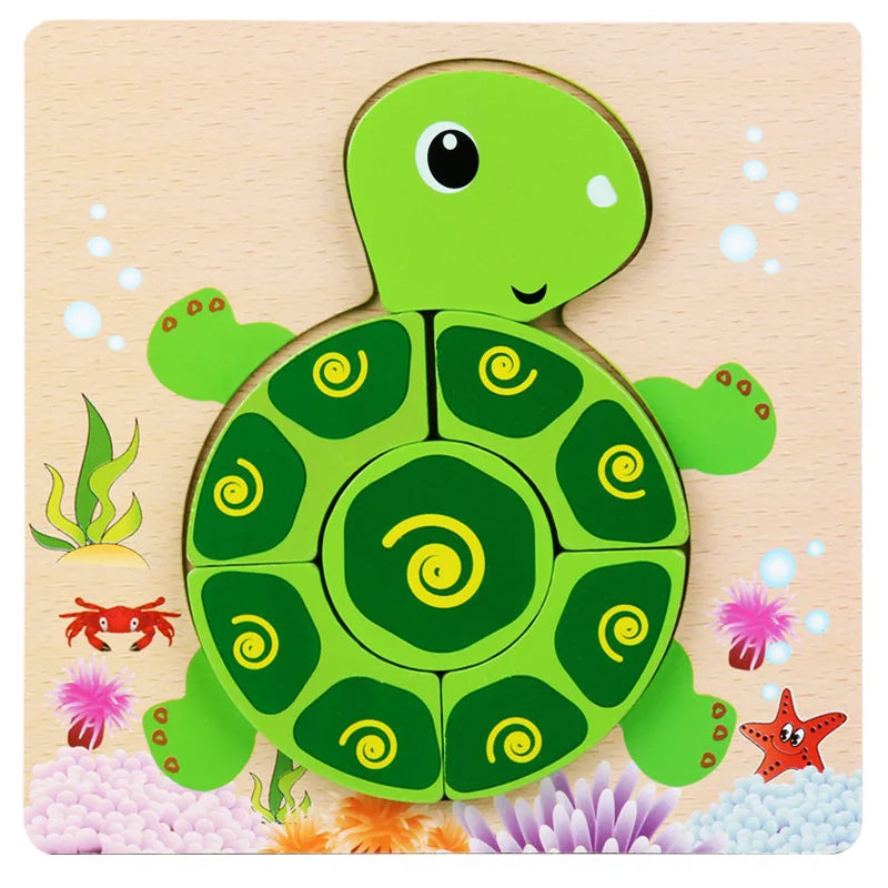 Wooden 3D Toys Puzzle Cartoon Animals Early Learning Cognition Intelligence Puzzle Game Colorful Montessori Toys Christmas Gifts