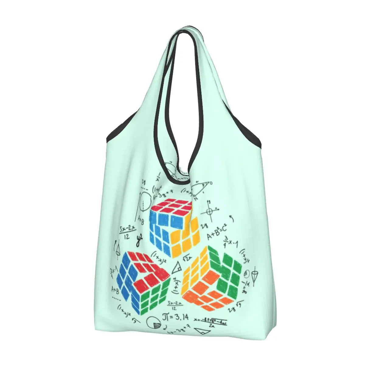 Recycling Exploding Rubix Rubiks Rubics Cube Shopping Bag Women Tote Bag Portable Math Lovers Groceries Shopper Bags