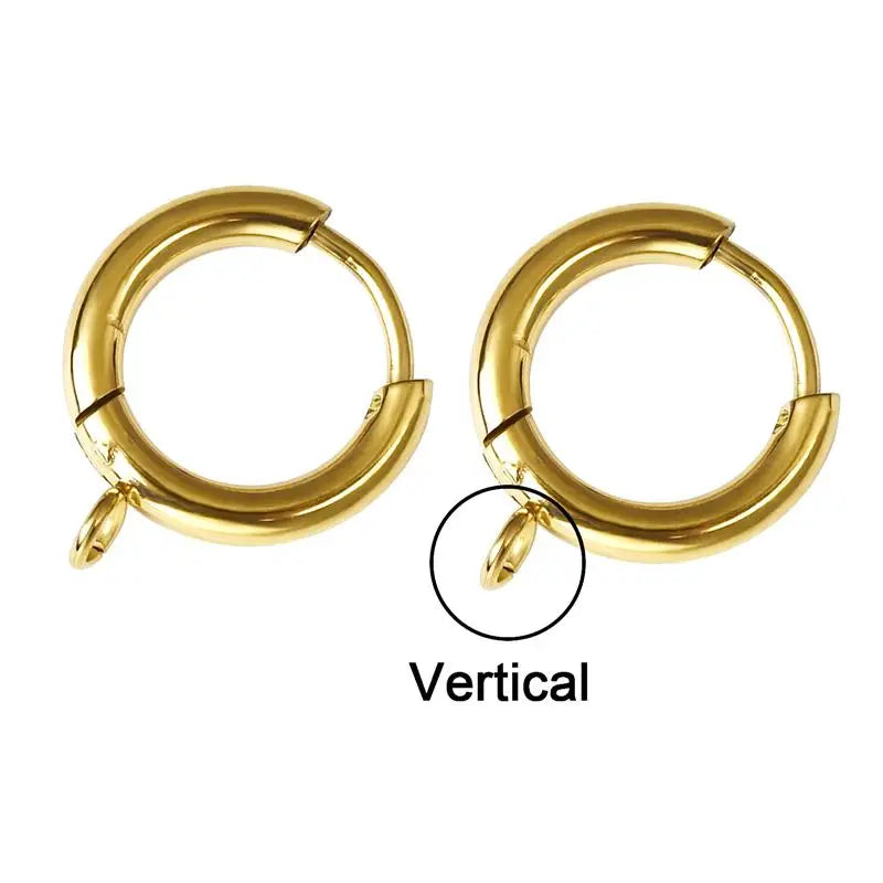 10pcs Stainless Steel Earring Hooks with Loop Gold Hug Round Ear Post with Open Jump Ring for DIY Jewelry Making Components