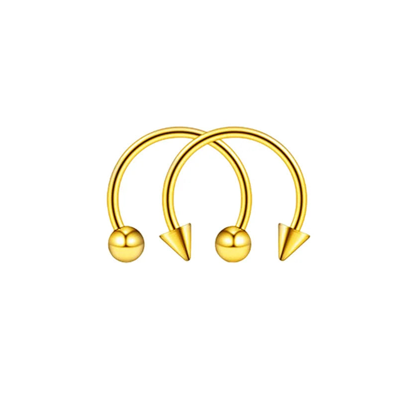 2Pcs Cone Spike Horseshoe Circular Septum Nose Ring, 316L Stainless Steel Nipple Hoops Rings Septum Eyebrow Ear Piercing Jewelry