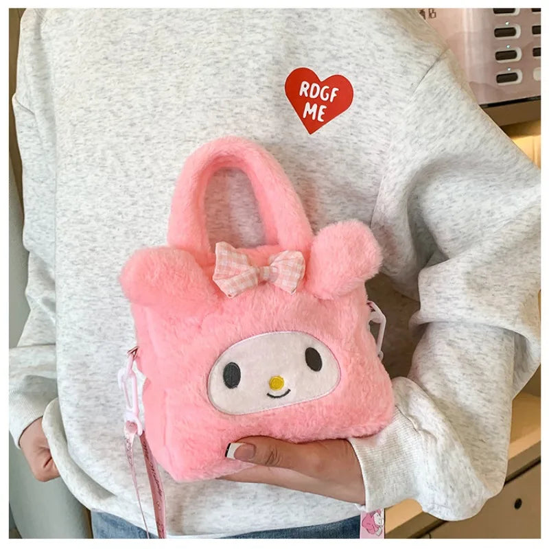 Sanrio Bag Kawaii Kuromi Cinnamoroll My Melody Cartoon Anime Plush Handbag Cosmetic Bag Travel Storage Bag Women Girl Gifts