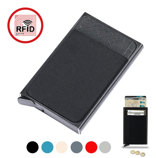 Rfid Smart Credit Card Holder Wallets Metal Slim Pop Up Minimalist Men Wallets Black Male Purse Money Bags Carteira Masculina