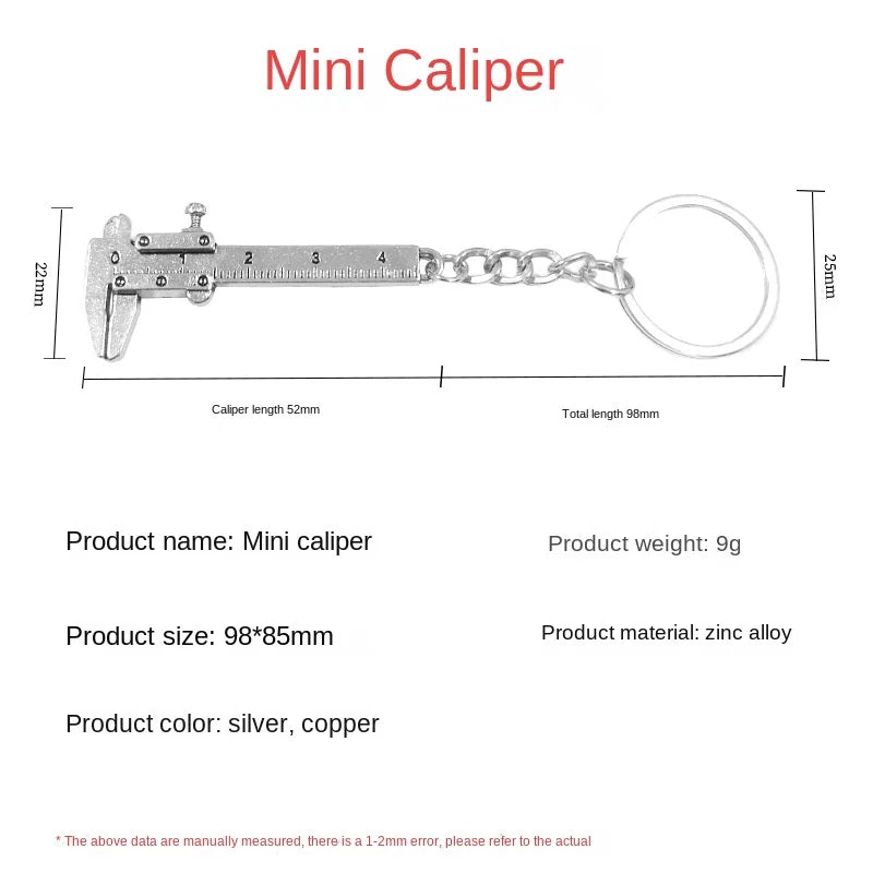 1 New Fashionable Car Key Mini Vernier Caliper Portable 0-40mm Keychain Measurement Tool Car Key Chain Ring Caliper