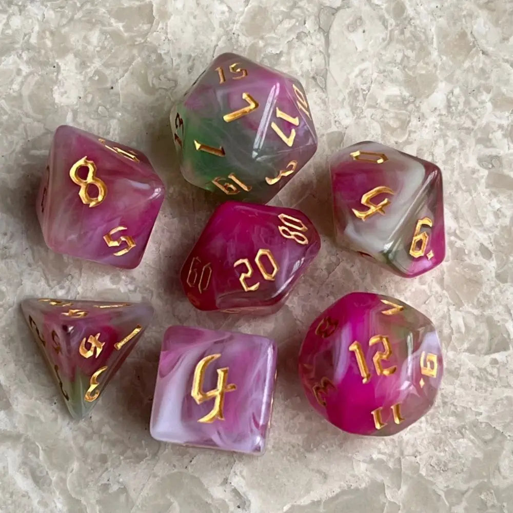 7pcs Polyhedral Dice Set  7-Dice Two-Tone Swirl-DND For DND D4 D6 D8 D10 D% D12 D20 Dice Games Family Party Board Games