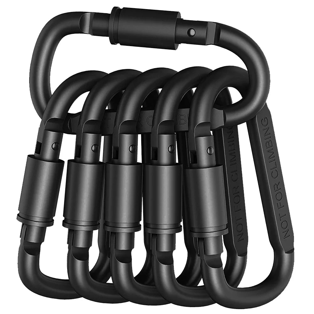 6pcs Backpack Carabiner Keychain Outdoor Camping Hiking Aluminum Alloy D-ring Snap Clip Lock Buckle Hook Climbing Tools