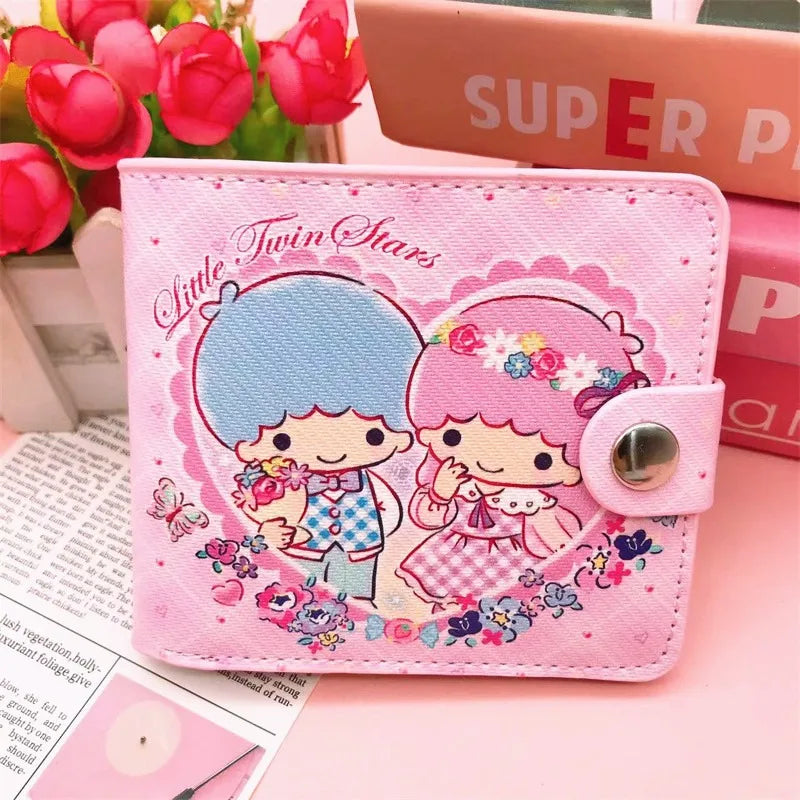 Sanrio Hello Kitty Cinnamoroll My Melody Kuromi New Pu Casual Money Bag Coin Purse Card package Wallet With Buttons ﻿