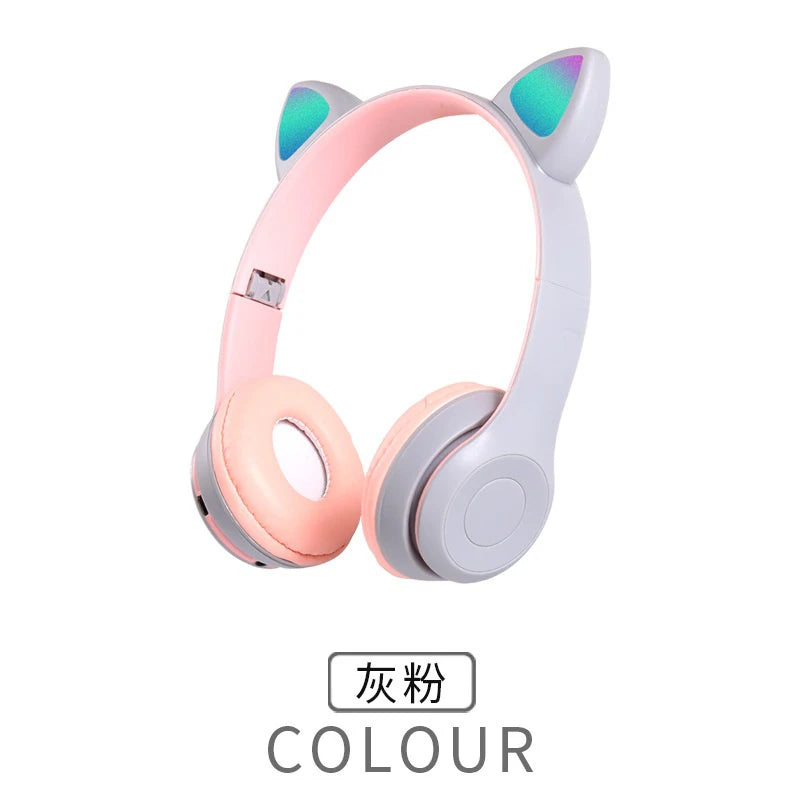 P47M Wireless Bluetooth Headset Gamer Cat LED Light Waterproof Noise Cancelling Earbuds Wireless Headphones Bluetooth Earphones