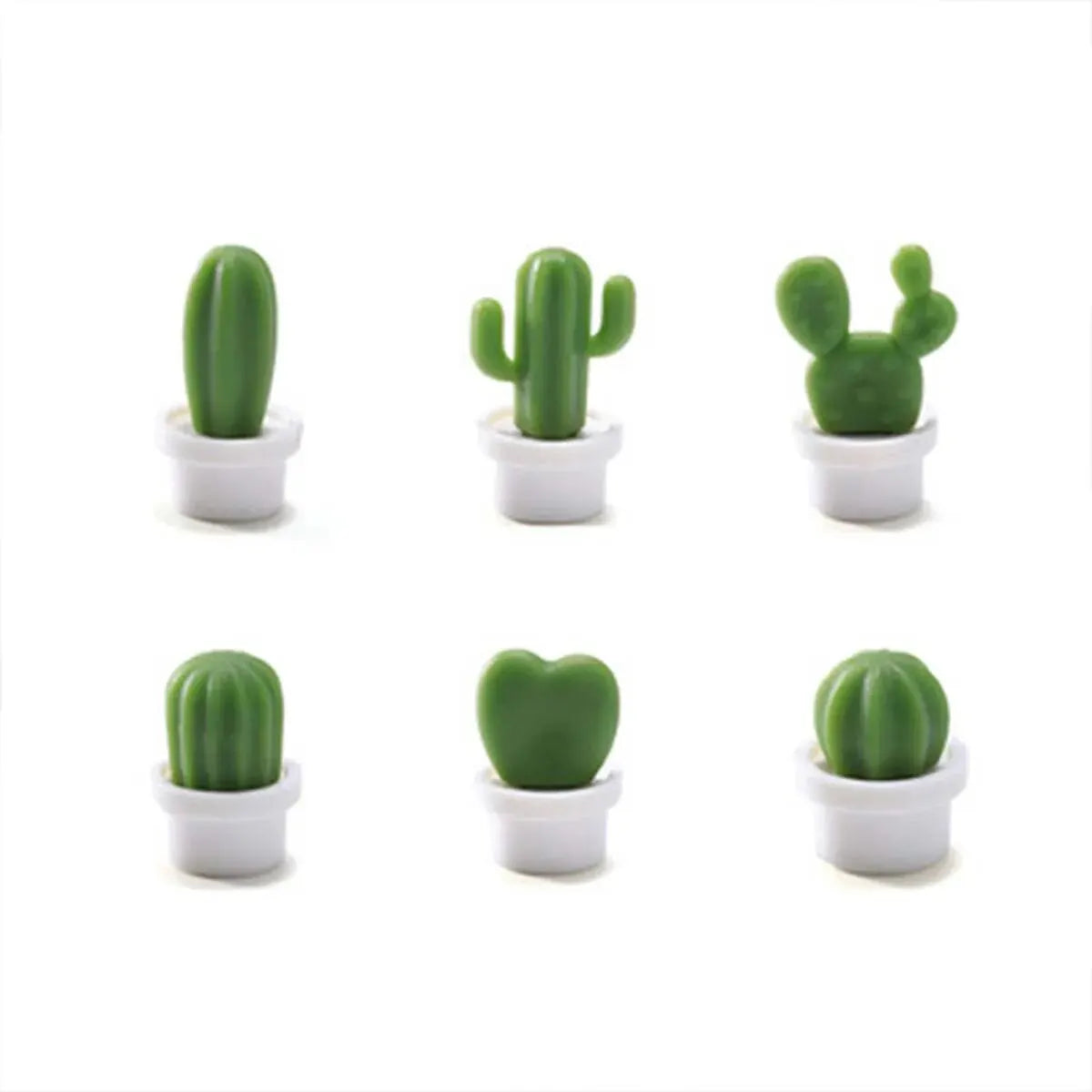 6pcs Cactus Magnetic Message Refrigerator Magnet Green Plant Potted Magnet Cactus Ball Three-dimensional Refrigerator Magnet