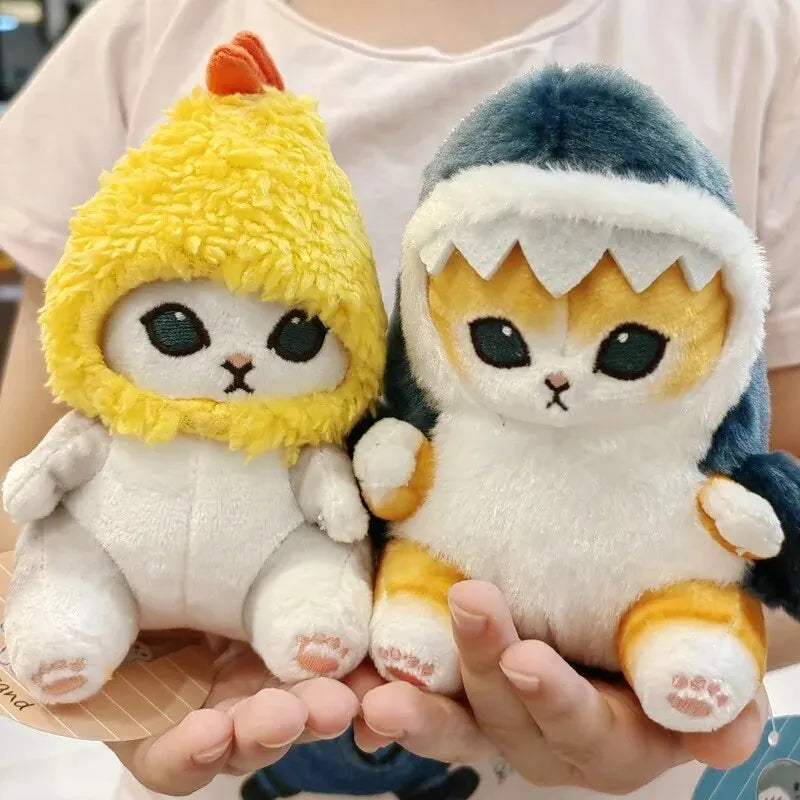 12cm Cartoon Cute Shark Fried Shrimp Cat Plush Doll Pendant Charm Package Pendant