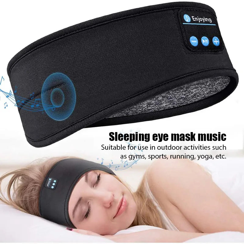 Wireless Bluetooth Headband Sleeping Headphones Sports Earphone Music Hat with Thin HD Stereo Speakers Eye Mask for Side Sleeper