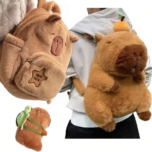 Capybara Plush Doll Capibara Backpack Kawaii Fashion Plushie Children's Schoolbag Fur Shoulder Bag Women Mini Knapsack Bags Gift