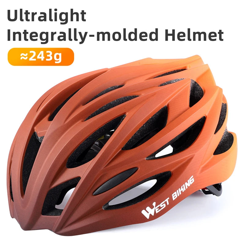 WEST BIKING Ultralight Cycling Helmet Integrally-molded Men Women Racing Helmet Bicycle Safety Cap MTB Road Bike Accessories