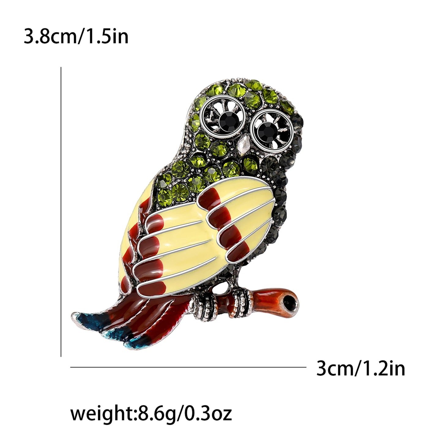 Rhinestone Cartoon Owl Brooch for Women Unisex Enamel Animal Pin Bird Lapel Pin Banquet Party Backpack Gifts Jewelry Accessories