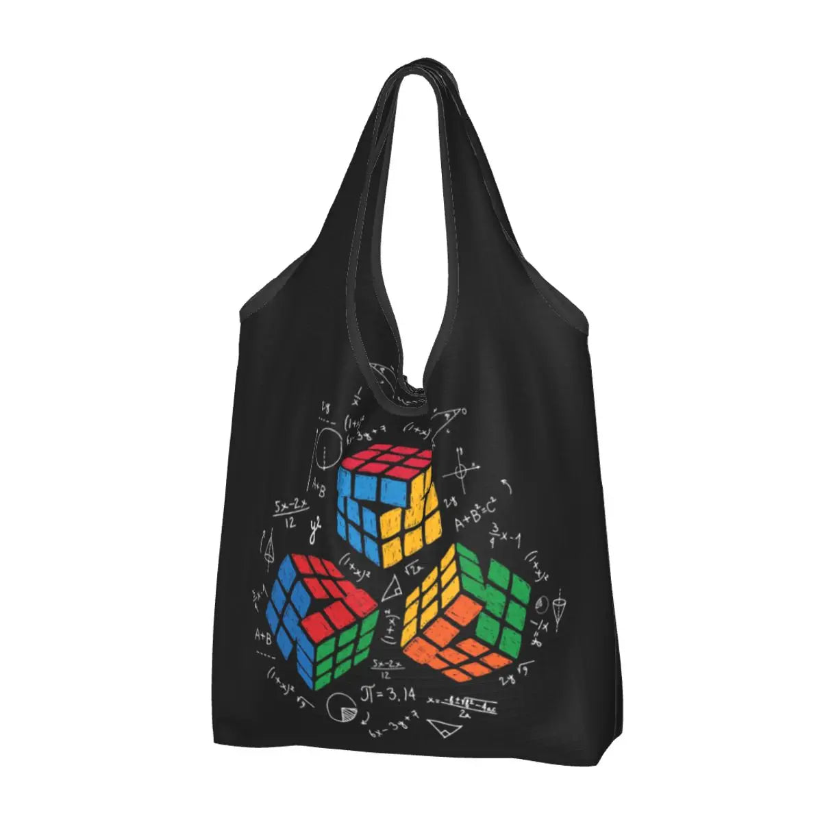 Recycling Exploding Rubix Rubiks Rubics Cube Shopping Bag Women Tote Bag Portable Math Lovers Groceries Shopper Bags