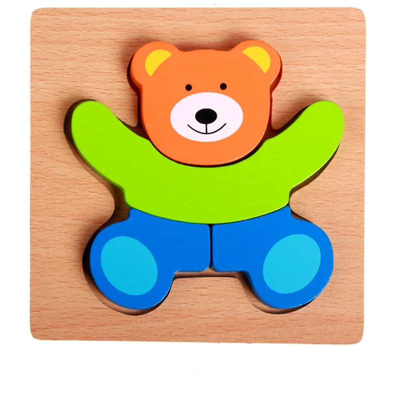 Wooden 3D Toys Puzzle Cartoon Animals Early Learning Cognition Intelligence Puzzle Game Colorful Montessori Toys Christmas Gifts