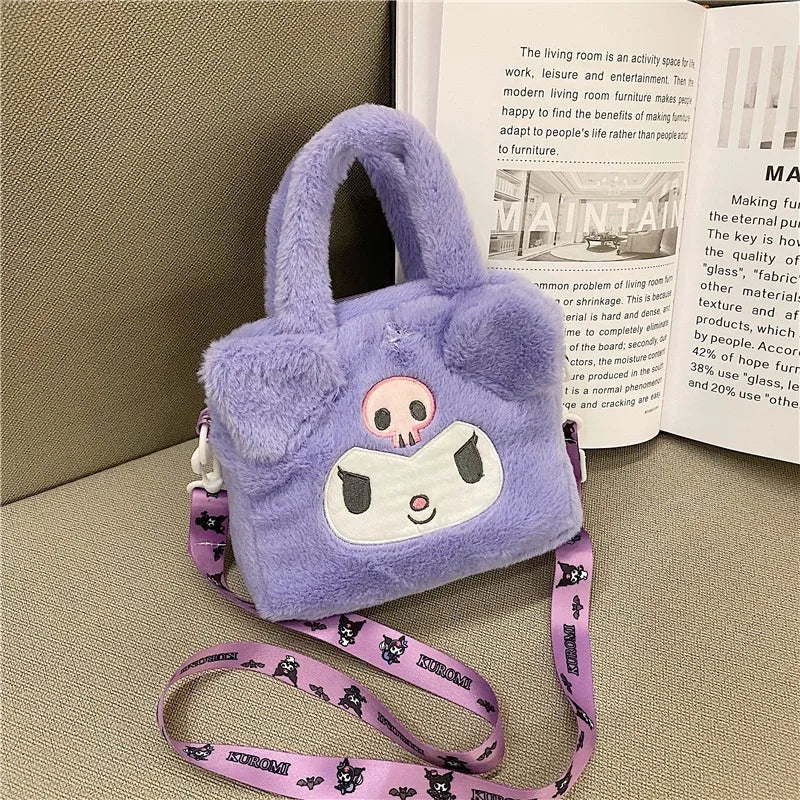 Sanrio Bag Kawaii Kuromi Cinnamoroll My Melody Cartoon Anime Plush Handbag Cosmetic Bag Travel Storage Bag Women Girl Gifts