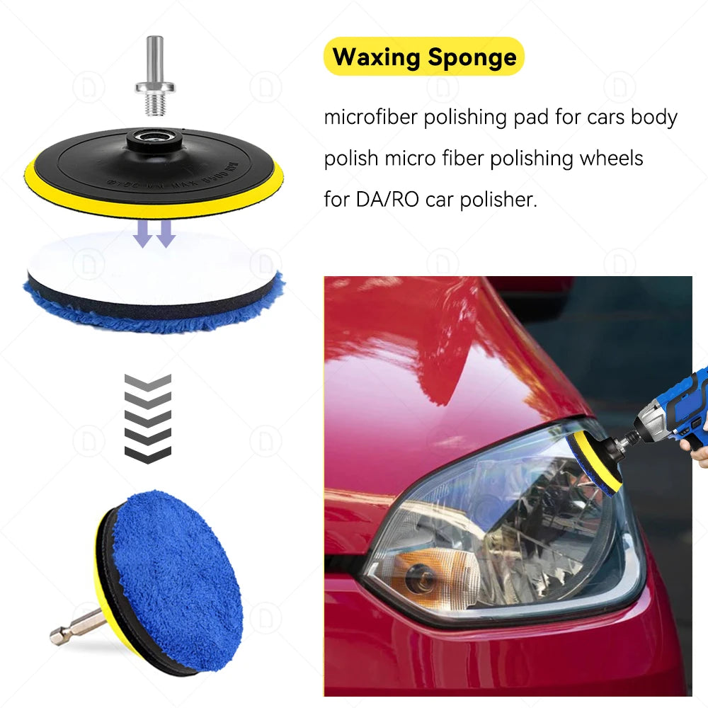 Auto Lights Restoration Kit Waxing Sponge Sandpaper Sanding Discs Interface Pad For Car Detailing Headlight  Wool Polishing Pad