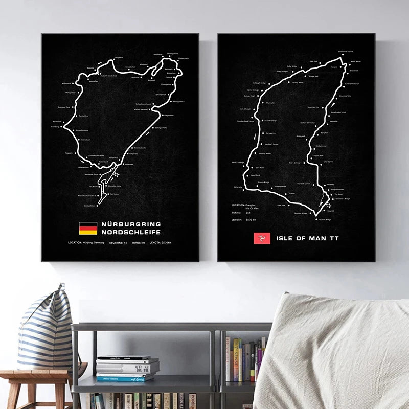 Racing Circuits Nurburgring Complete Poster Art Canvas Paintings and Print Wall Art Picture for Living Room Home Decoration