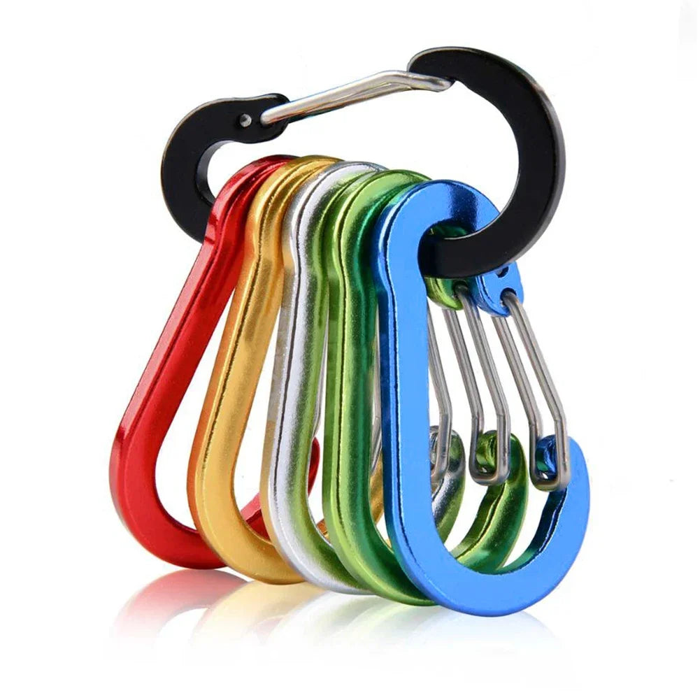 6pcs Backpack Carabiner Keychain Outdoor Camping Hiking Aluminum Alloy D-ring Snap Clip Lock Buckle Hook Climbing Tools