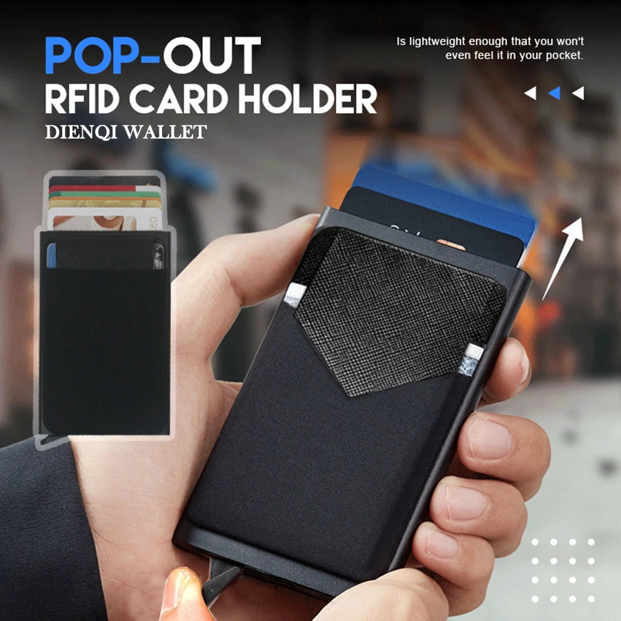 Rfid Smart Credit Card Holder Wallets Metal Slim Pop Up Minimalist Men Wallets Black Male Purse Money Bags Carteira Masculina