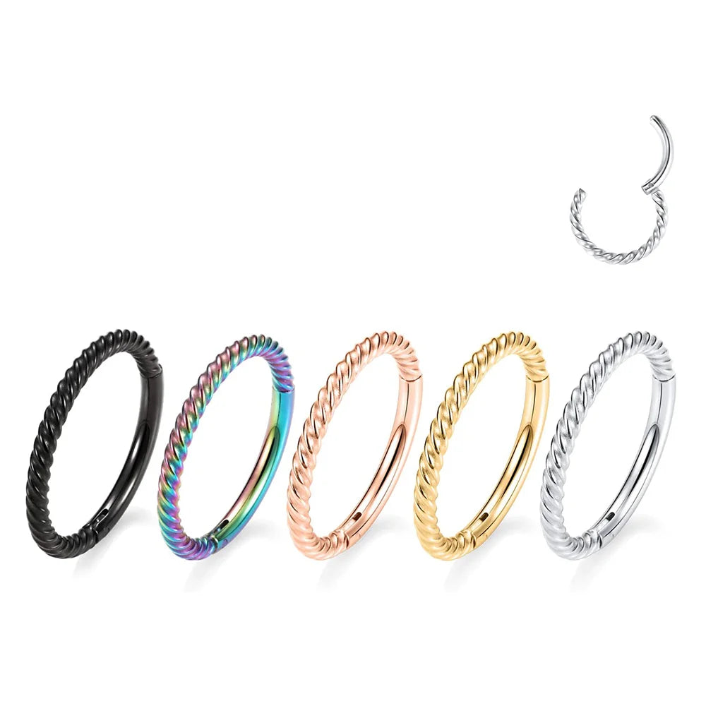 316LStainless Steel Hinged Segment Seamless Clicker Ring Nose Ring Hoop Septum Helix Earrings For Women Man Piercing Jewelry