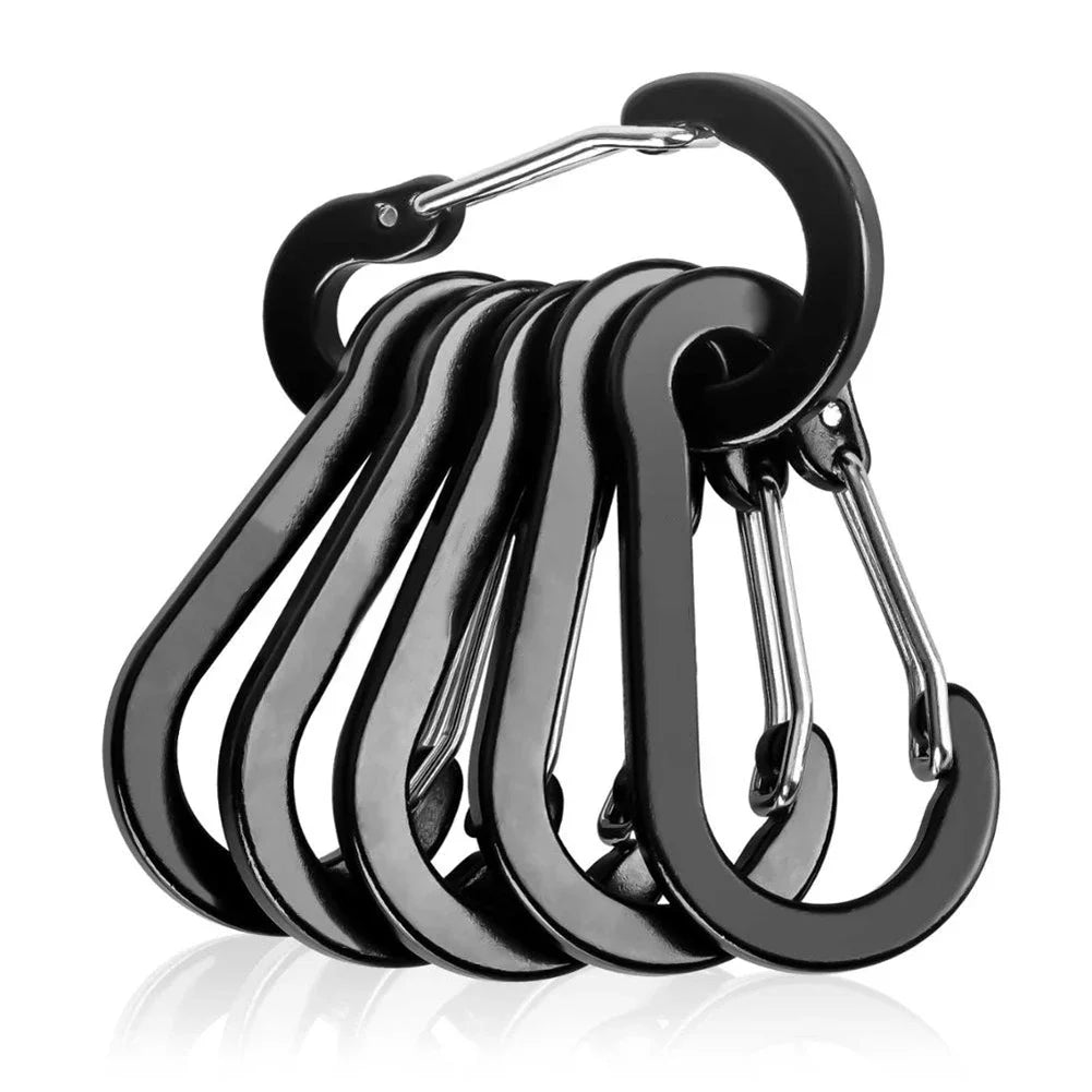 6pcs Backpack Carabiner Keychain Outdoor Camping Hiking Aluminum Alloy D-ring Snap Clip Lock Buckle Hook Climbing Tools