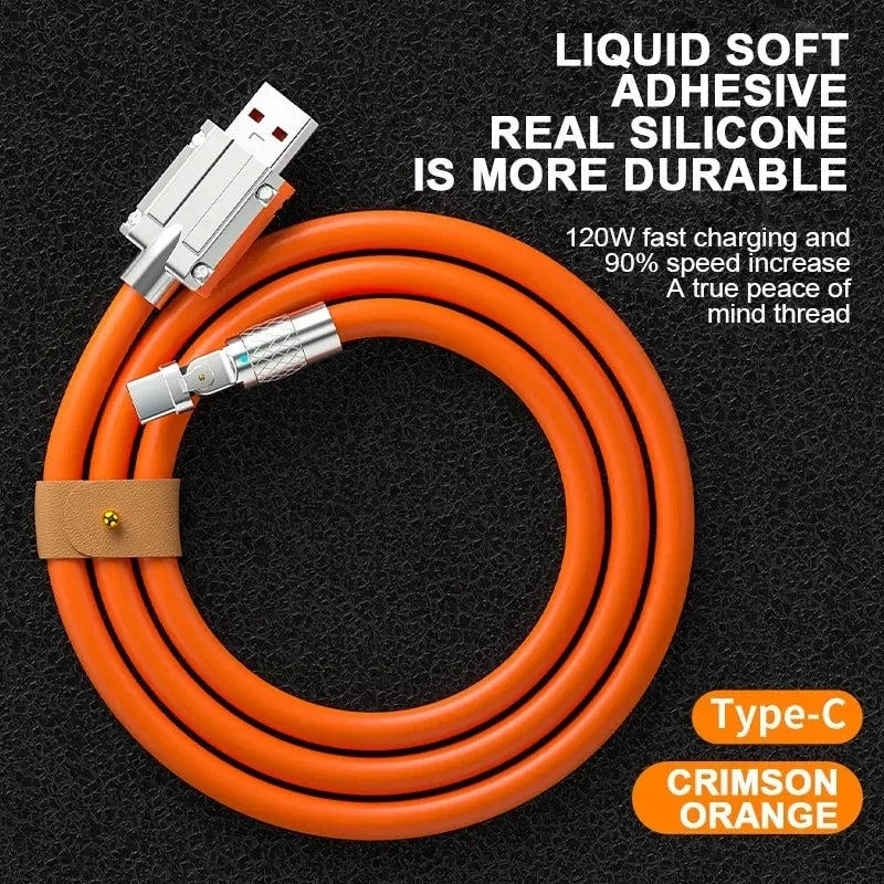 120W 7A fast charging USB Type-C cable with 180 degree rotating elbow game cable suitable for mobile phone charger USB C cable