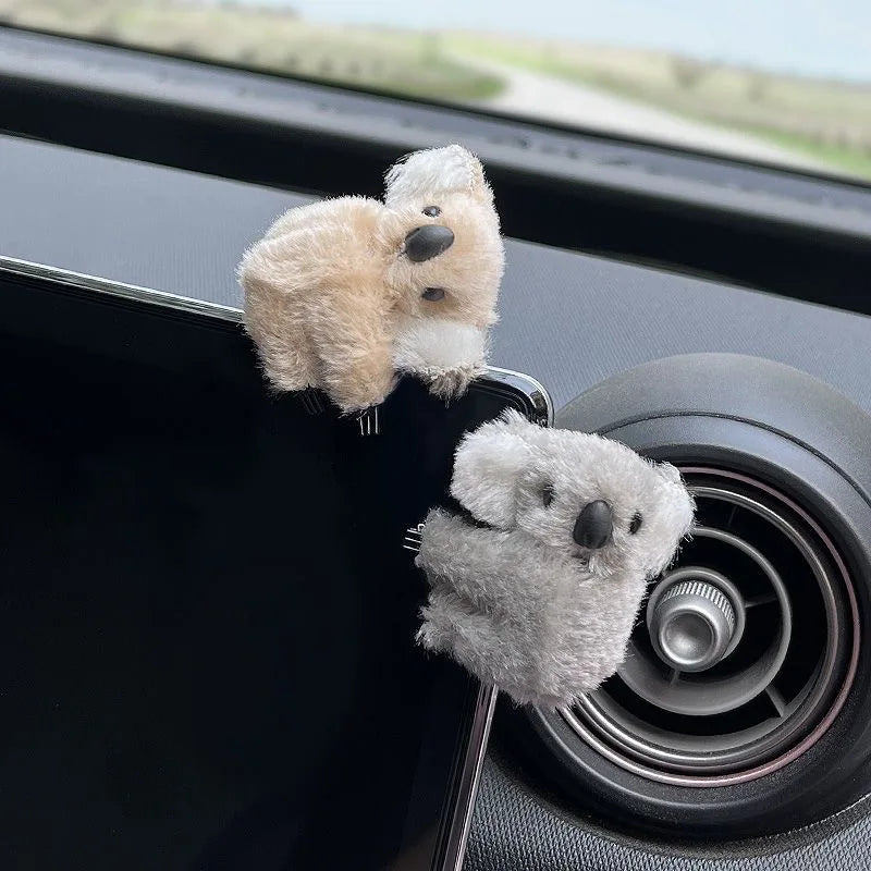 Plush Cute Koala Car Interior Decoration Auto Rearview Mirror Control Screen Decoration Sun Visor Card Clip Gift Car Accessories