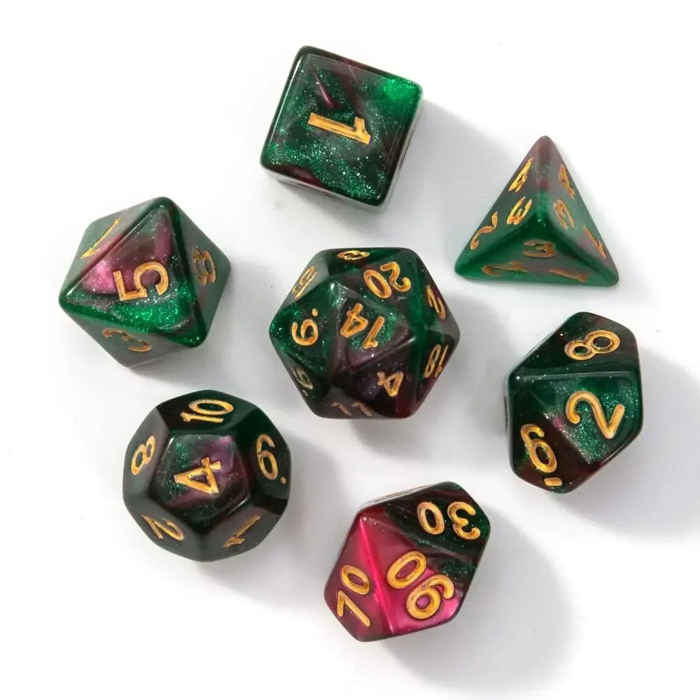 7pcs Polyhedral Dice Set  7-Dice Two-Tone Swirl-DND For DND D4 D6 D8 D10 D% D12 D20 Dice Games Family Party Board Games