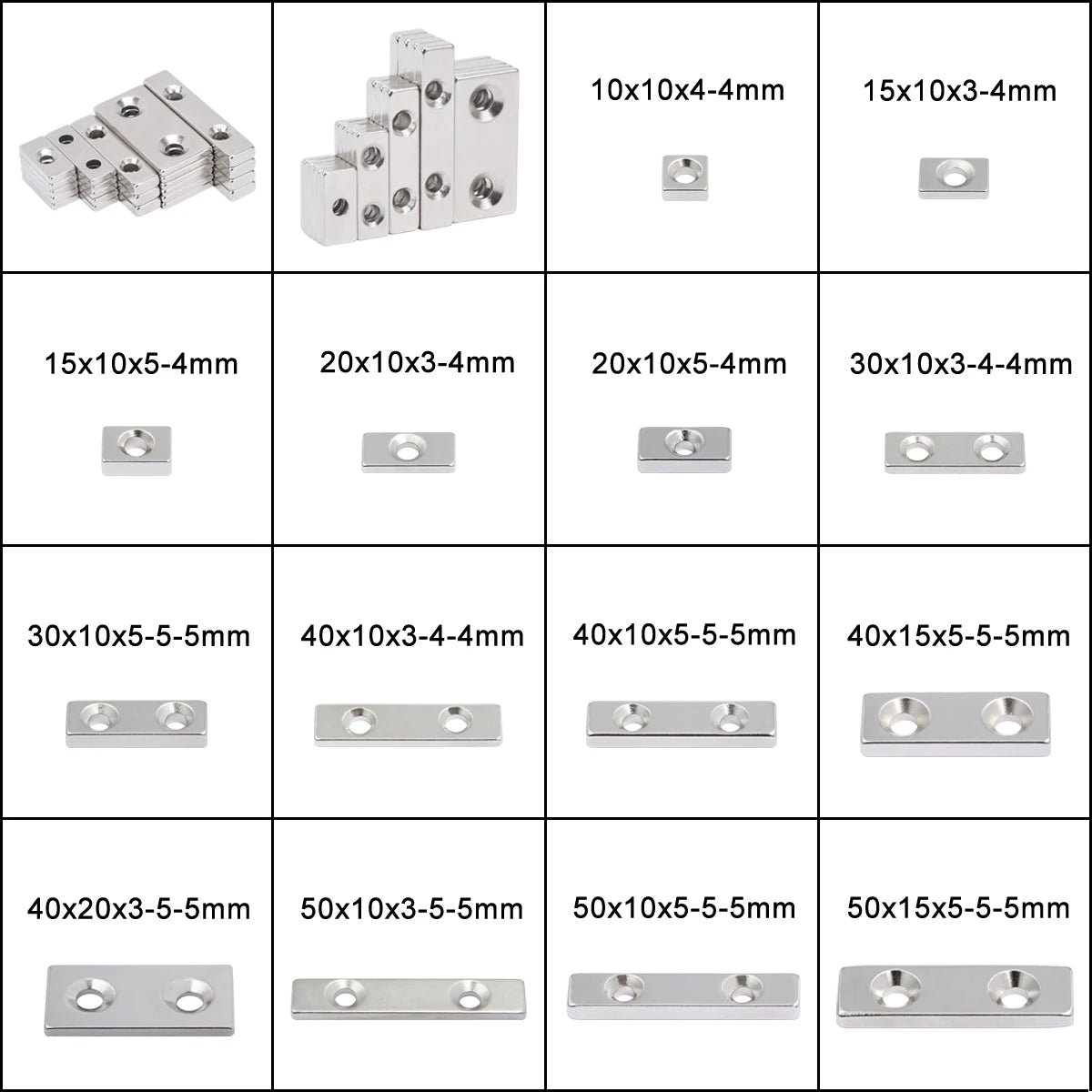 Square Block Neodymium Magnets with Countersunk Hole N35 NdFeB Powerful Permanent Magnetic Strong Rectangle Fridge Magnet