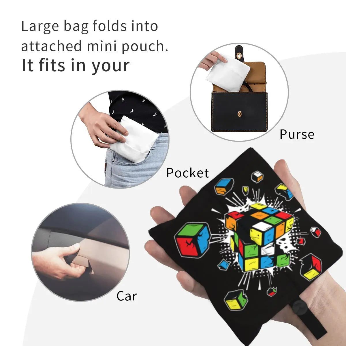 Recycling Exploding Rubix Rubiks Rubics Cube Shopping Bag Women Tote Bag Portable Math Lovers Groceries Shopper Bags