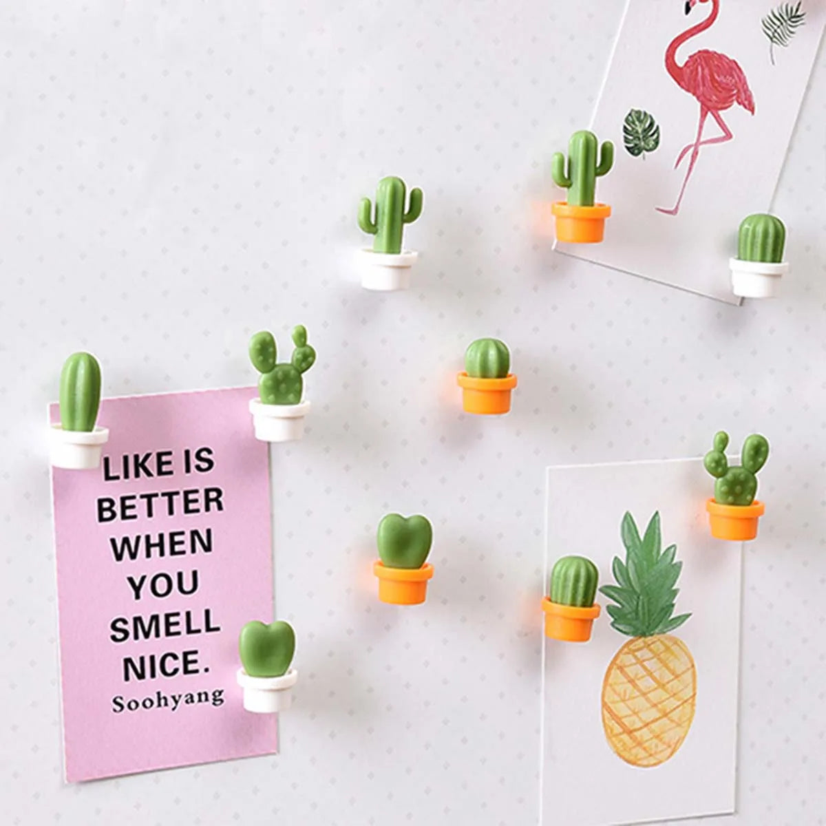 6pcs Cactus Magnetic Message Refrigerator Magnet Green Plant Potted Magnet Cactus Ball Three-dimensional Refrigerator Magnet