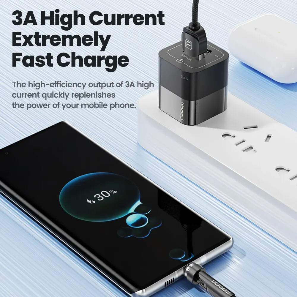 Toocki 540 Rotate Magnetic USB Type C Cable For iPhone 12 X Xiaomi Fast Charger Micro USB Type-C Magnet Charging Cable Data Wire