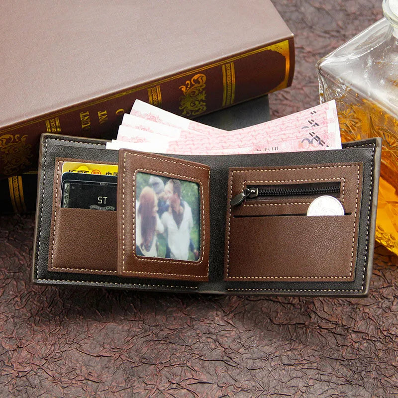 Short Men Wallets Slim Classic Coin Pocket Photo Holder Small Male Wallet Quality Card Holder Frosted Leather Men Purses